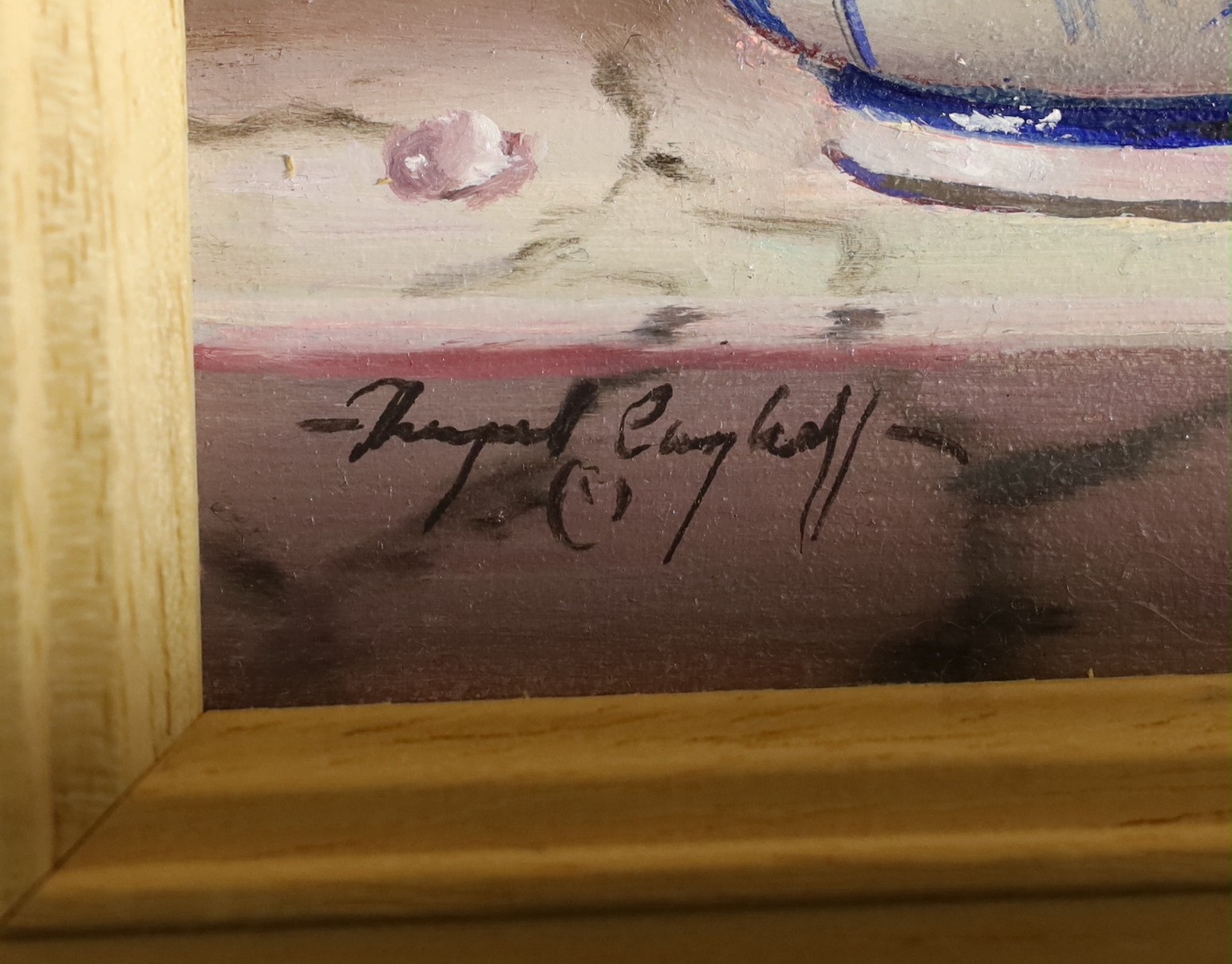 Raymond Campbell (b.1956), oil on panel, 'Strawberries with China Bowl' , signed, 10.5 x 10.5cm